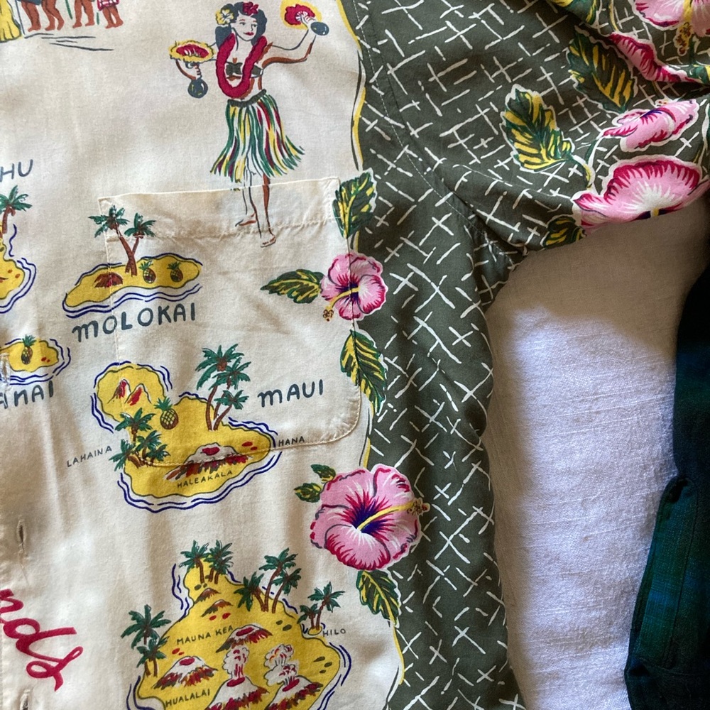 Reyn Spooner Floral Print Shirt with Pink and Green Accents - Picture 2 of 3